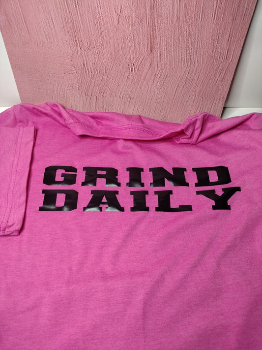 Short Sleeve Grind Daily Pink Shirt w/ Black Writing